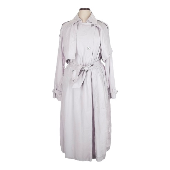 MICHAEL Kors XL Trench Coat Lavendermist Purple Gray Belted Long Lyocell NWT - Picture 2 of 13